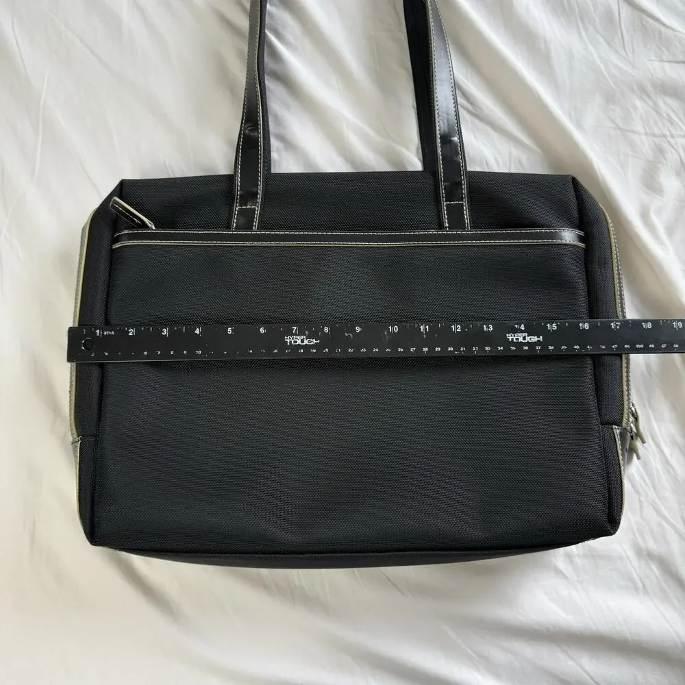 NWOT Jack Georges Italian Leather 3 Way Tote‎ Bag Travel Carry On Black Business